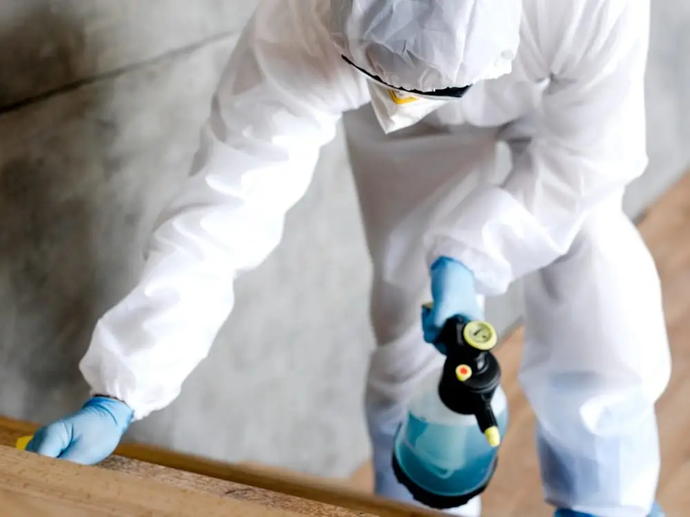 Protective-equipment technician performing specialist cleaning