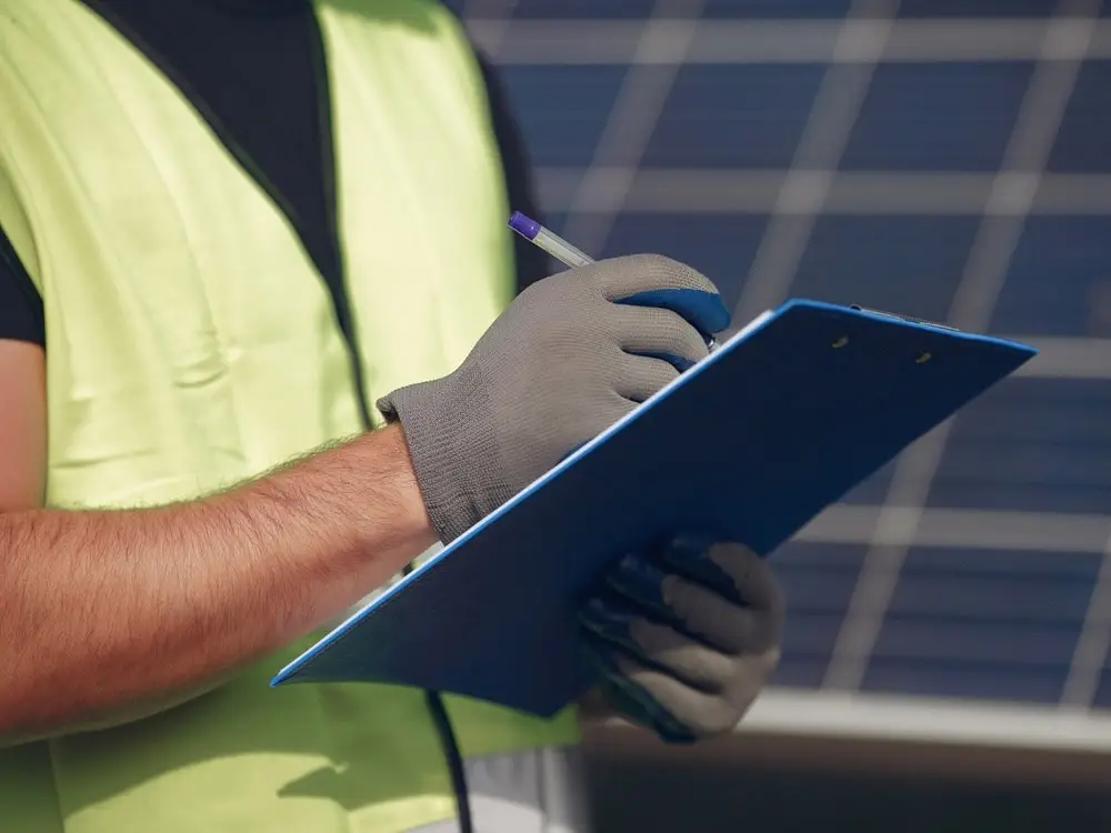 Commercial solar panel cleaning technicians