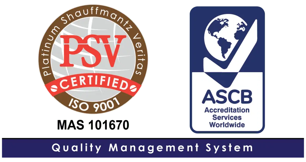 Vertical Pro ISO 9001:2015 and PSV certification badges
